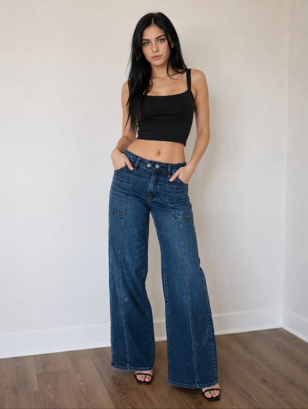 American Eagle Dreamy Drape Super High Rise Baggy Wide Leg Jeans 16 Utility